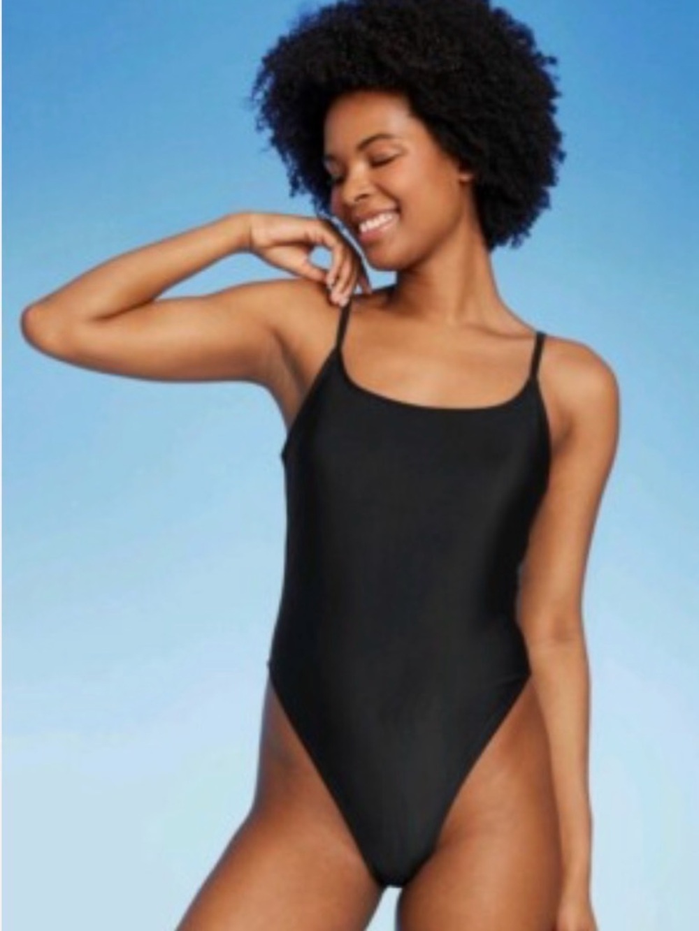 Wild Fable Extra High Leg One Piece Black Swimsuit Size XXS NWT
